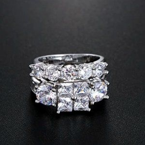 COPY - 18k Gold Plated Ring Set Lab Created Diamonds